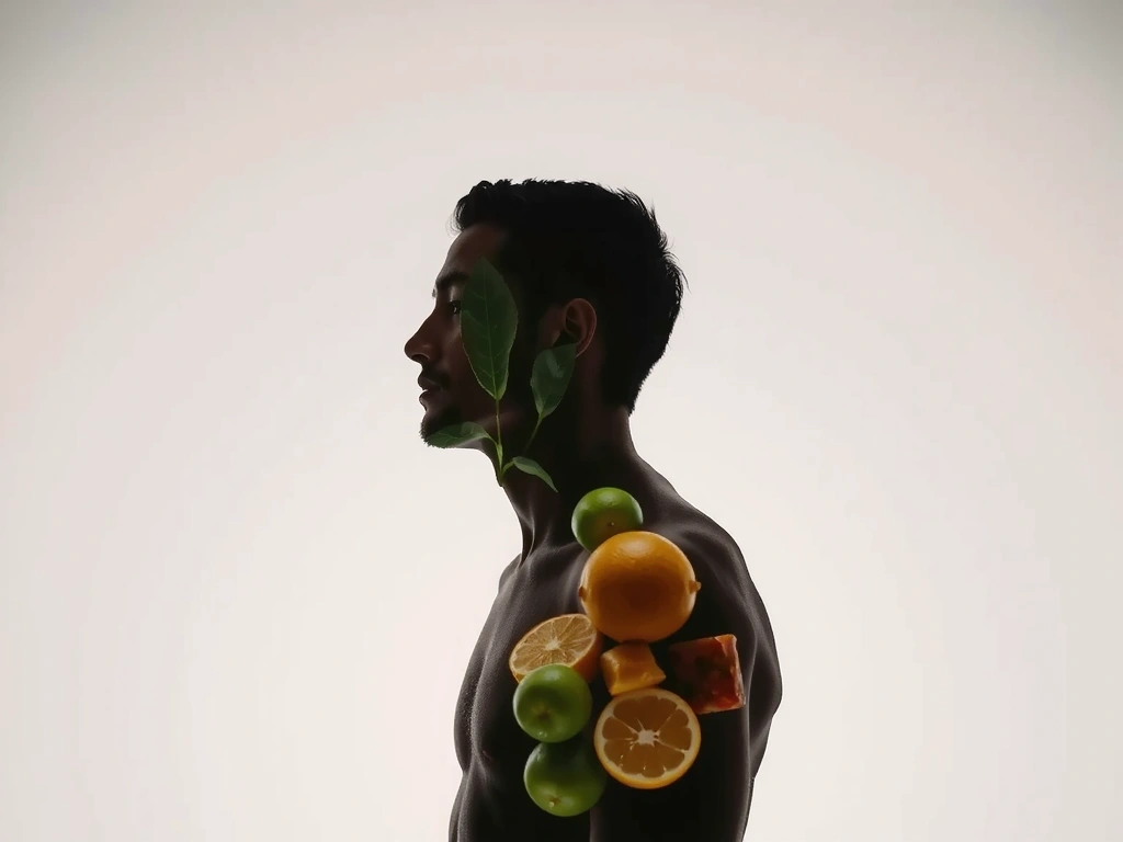 Silhouette humaine et palette de couleurs alimentaires